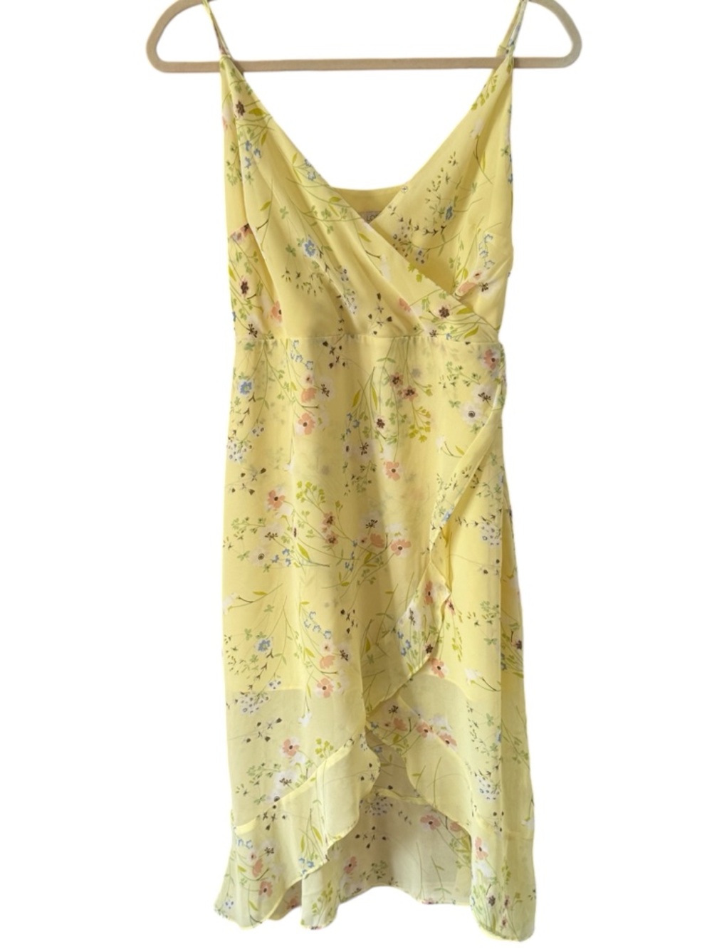 🌼 LOFT Yellow Floral Wrap-Style‎ Midi Dress